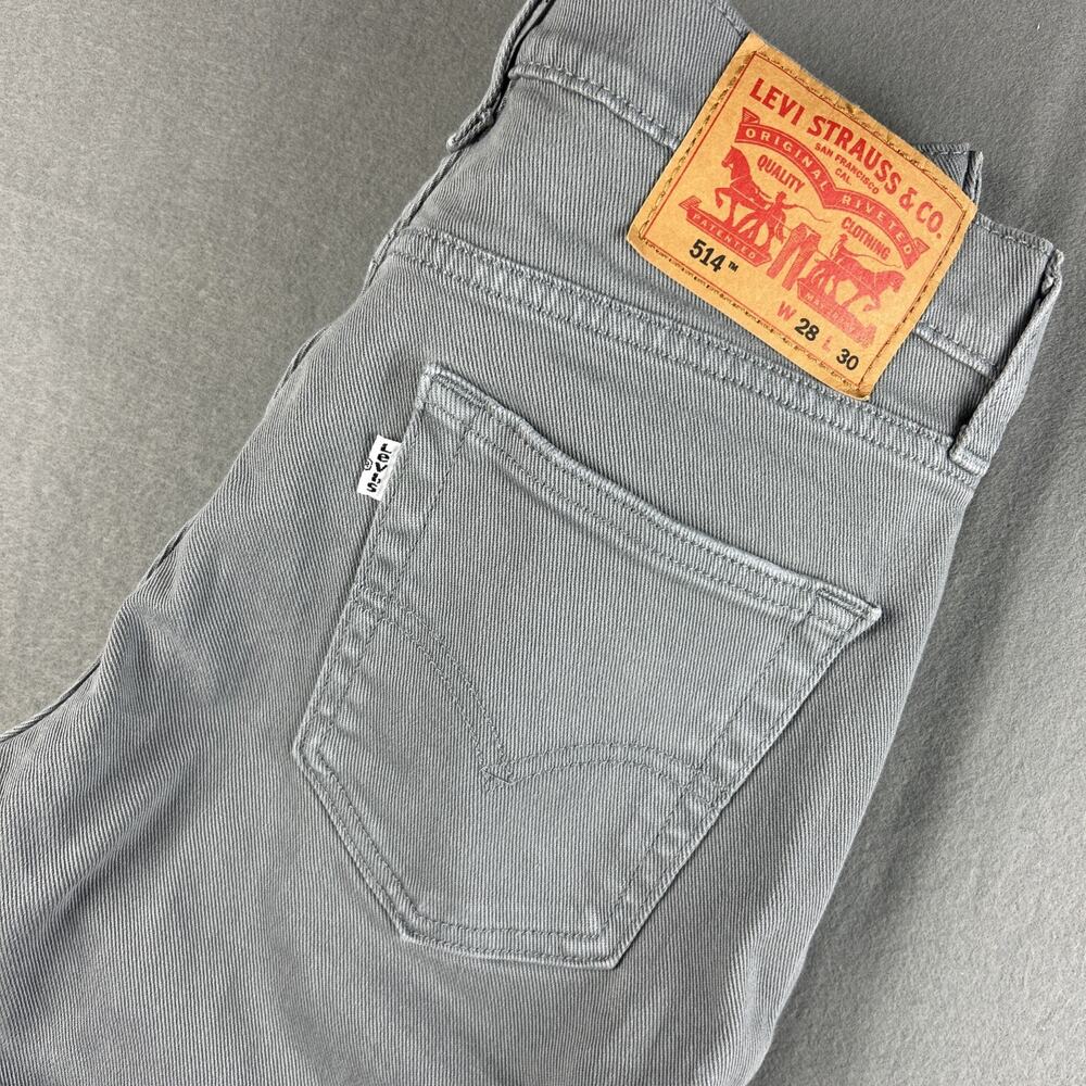 Levi's 514 Jeans Mens 28x30 Gray Straight Fit Stretch Denim Pants